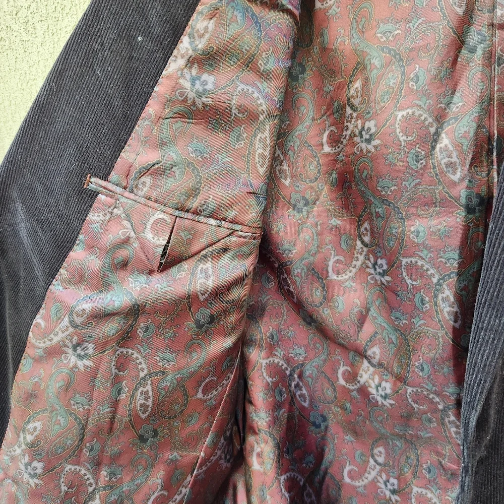 RALPH LAUREN Men's Sport Coat Size 42R Black Corduroy Preppy Paisley Blazer